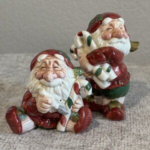 Vtg 1990 Fitz & Floyd Salt & Pepper Shakers Christmas Elves w/ Candy Canes
